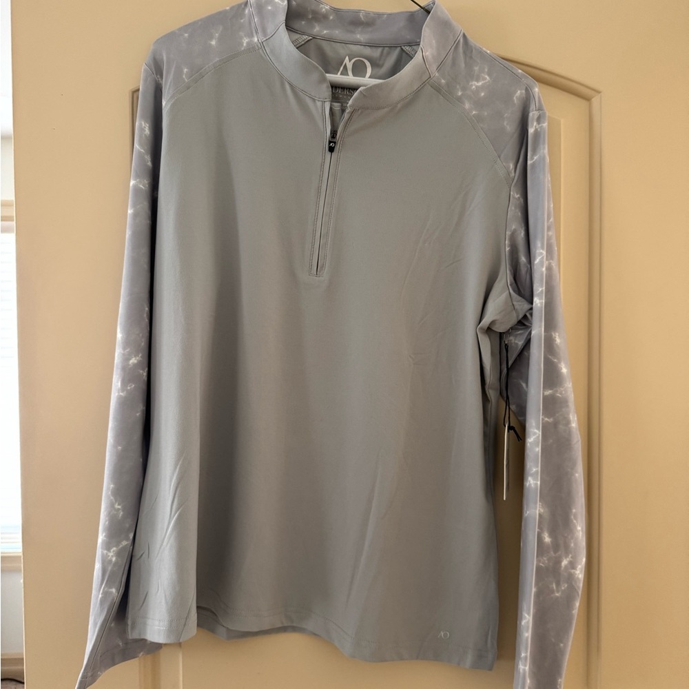 Anderson Ord NWT! Quarter-Zip Long Sleeve Top in Light Gray